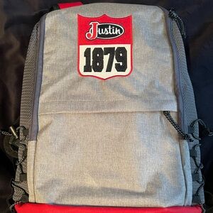 Justin Boots Backpack in Gray and Red